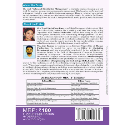 Sales and Distribution Management Book for MBA 3rd Semester Andhra University
