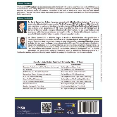 HR Analytics MBA 4 Semester AKTU Back Cover Page