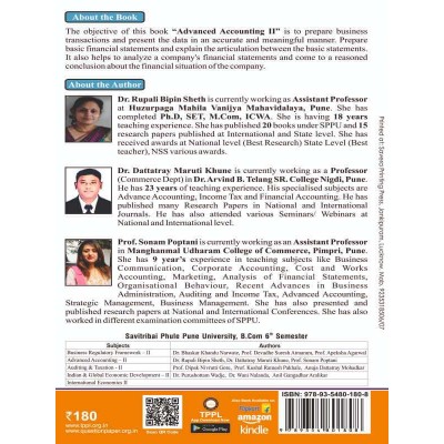 Advanced Accounting- II B.Com. 6 semester book - back cover