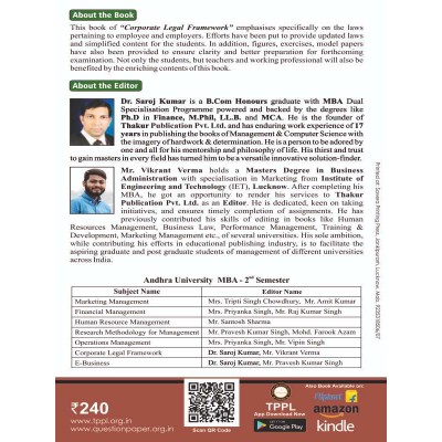 Corporate Legal Framework Book for MBA 2nd Semester Andhra University