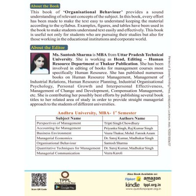 Organisational Behaviour Book for MBA 1st Semester Andhra University