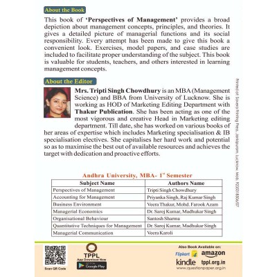 Perspectives of Management Book for MBA  1st Semester Andhra University