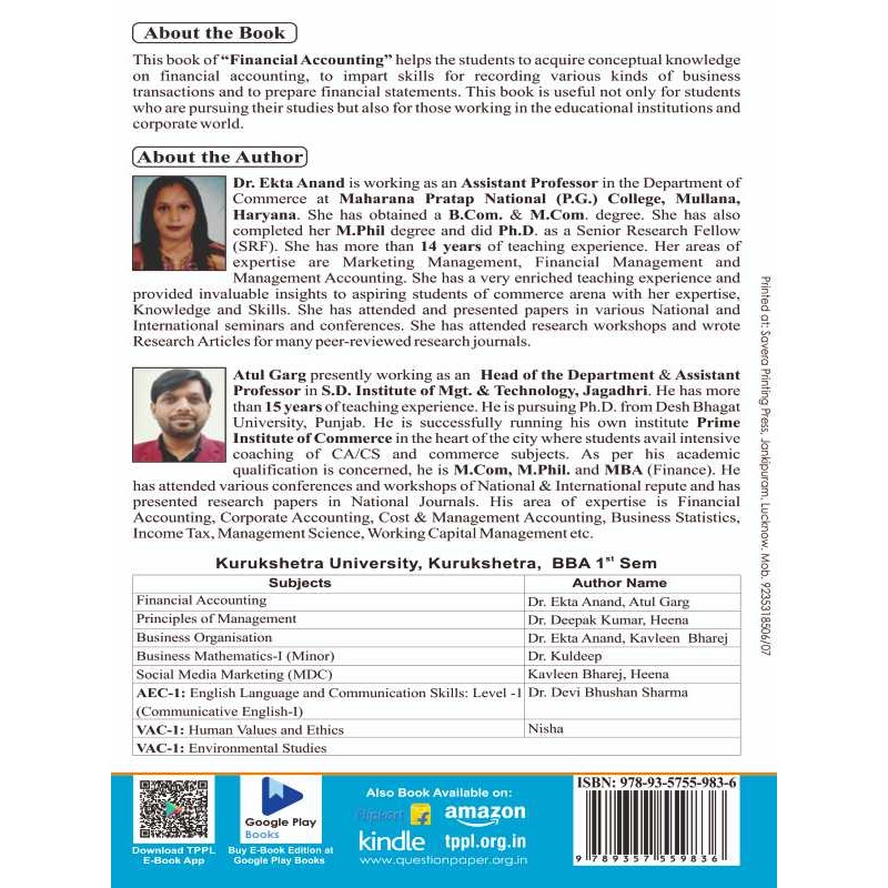 Financial Accounting BBA First Sem KUK University NEP2020