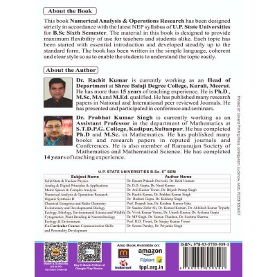 Mathematics (Paper-II ) Numerical Analysis & Operations Research B.Sc 6th Sem U.P
