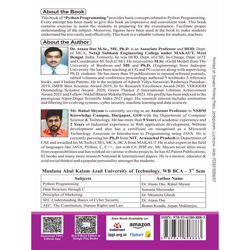 PYTHON PROGRAMMING MAKAUT BCA THIRD SEM