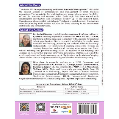 ENTREPRENEURSHIP AND SMALL BUSINESS MANAGEMENT   UOR BBA Third Sem