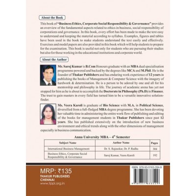 Business Ethics Corporate Social Responsibility & Governance Book for Mba 4th Semester