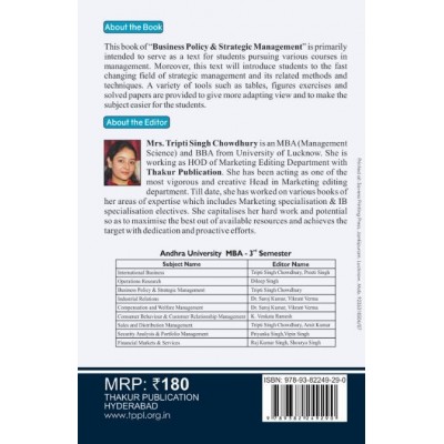 Business Policy & Strategic Management Book for MBA 3rd Semester Andhra Pradesh