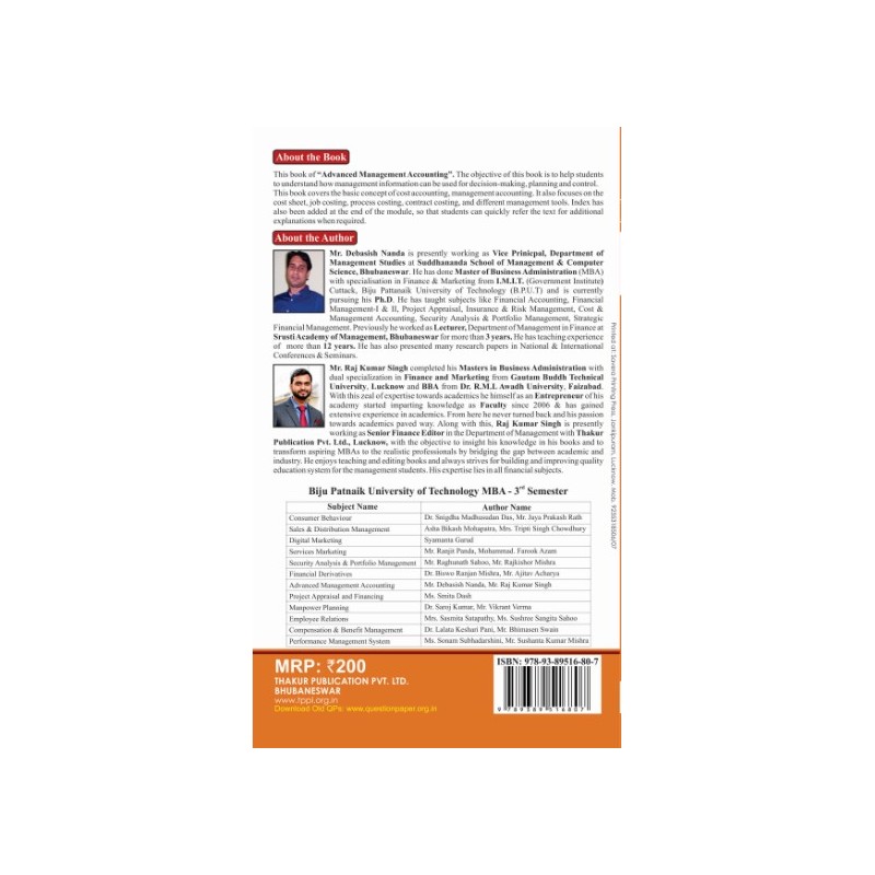 Advanced Management Accounting MBA Third sem third semester 3rd semester 3rd sem